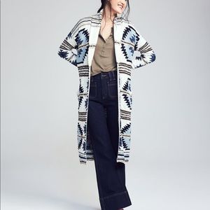 Paloma Cotton Duster Cardigan - Bone With Multi